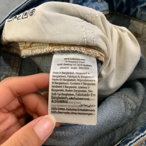 Cotton On:Jeans Womens 22 Storm Blue Rip Low Rise Straight Distressed Denim - Picture 9 of 14